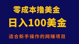 新手网赚项目，零成本网上赚钱项目！新手零成本赚钱，日赚100美金的的撸美金项目！