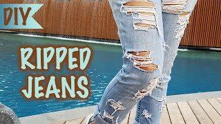 How to make Ripped Jeans | DIY Distressed Denims at Home | Easy Tutorial | Kreena Desai