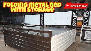 6×6 folding metal with storage #metalbed king size bed double bed with storage #foldingdiwan #bed