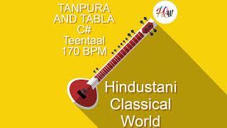 Tabla and Tanpura Scale C# | Teen Taal 170 BPM madhya laya scale C#