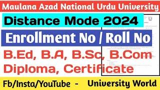 Manuu Distance Education Admission Enrollment No and Roll No 2024-25 | @UniversityWorld