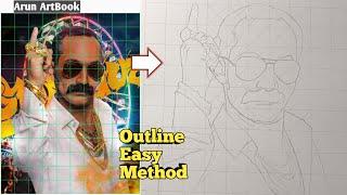 Aavesham Movie Fahadh Faasil Drawing / Aavesham Drawing / Outiline Easy Method / Arun ArtBook