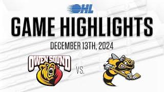 OHL Highlights: Owen Sound Attack @ Sarnia Sting Dec. 13, 2024