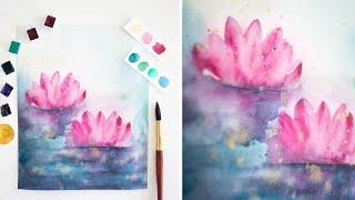 Watercolor Painting for Beginners | Abstract Lotus Flower Watercolor Tutorial
