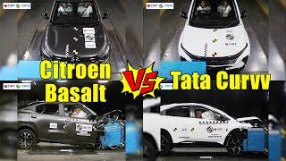 Citroen Basalt vs Tata Curvv Safety Test | Which is Most Safest One? | Curvv vs Basalt | Motorvibe