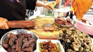 Grill dry beef, smoked beef & steam intestine - Cambodia's Greatest Street Food