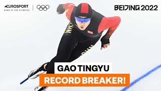 China’s Gao Tingyu sets speed skating record! | 2022 Winter Olympics