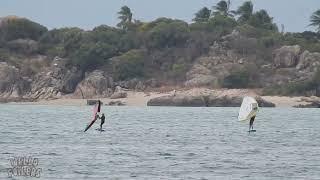 Blowing Bowen Qld Queens Beach with two wingfoilers from Airlie Beach