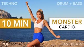 10 MIN MONSTER CARDIO - SMILE GUARANTEE I + Standing Abs I Fast Beats, Drum & Bass, Techno, Pop