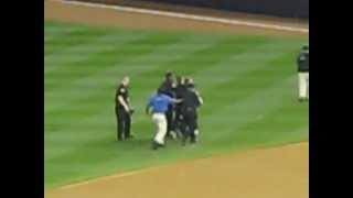 Fan jumps onto the field at Yankee Stadium (Yankees vs Twins 2012)