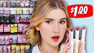 Japanese $1 Store Makeup Challenge *shopping in Tokyo*