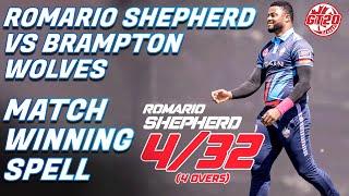 Romario Shepherd Takes 4 Huge Wickets | Brampton vs Toronto | Match 24 | Global T20 Canada 2024