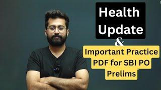 HEALTH UPDATE of Aashish Arora & Important Practice PDF for SBI PO Prelims 2024 || Aashish Arora