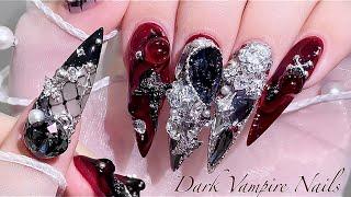 sub) Antique Vampire Nails!/Korean Nails / Extension Nails / Nail Art / Self-Nails / ASMR