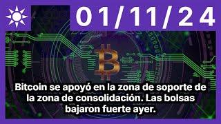 Bitcoin se apoyó en la zona de soporte de la zona de consolidación. Las bolsas bajaron fuerte ayer.