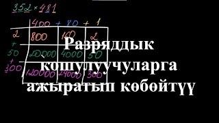 Көбөйтүү: разряддык кошулуучуларга ажыратып көбөйтүү | Арифметика | Хан Академия