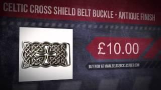 Celtic Cross Shield Belt Buckle - Antique Finish