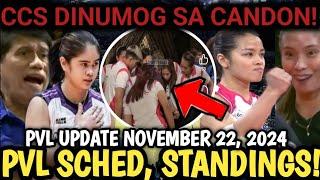 PVL GAME SCHEDULE, STANDINGS AND RESULTS TODAY NOVEMBER 22, 2024! CREAMLINE DINUMOG SA CANDON CITY!