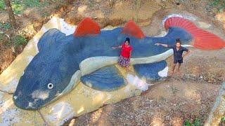 the world's largest red tail catfish 20000 kg fish in mud 