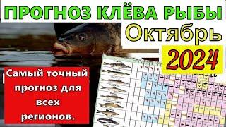 Лунный календарь клева рыбы на Октябрь 2024 года Календарь клева рыбы на ОКТЯБРЬ Прогноз клева