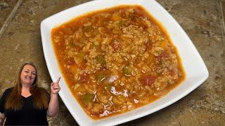 EASY, ONE POT STUFFED BELL PEPPER SOUP