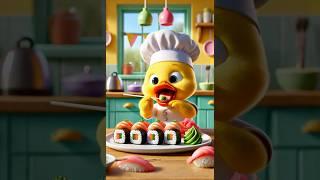 Cute Duck Chef Prepares Sushi | Adorable Cartoon Duck | #Shorts #Duck #Sushi #Cartoon