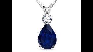 Gemstone Jewelry by Angara| Blue Sapphire Teardrop Pendant with Diamond| Angara Jewelry| Angara.com