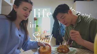 a day in our life in korea (after 7 years!)  spring hike & baking a birthday cake