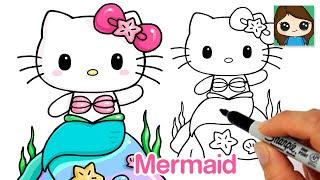 How to Draw Mermaid Hello Kitty Easy 