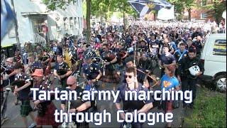 Tartan army marching through Cologne