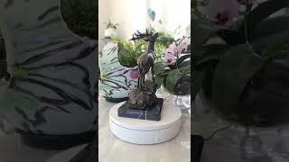 Trojan Homeware: Art Elk Stag Buck Deer Hunter Bronze Marble Base Sculpture Statue