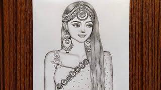 How to draw a Beautiful Traditional bride very easy | Girl drawing | Pencil Sketch | art video