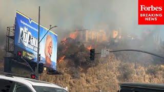 Sunset Wildfire Causes Flames And Smoke To Spread Across West Hollywood, California