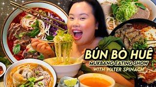 VIETNAMESE SPICY BEEF NOODLES (Bún Bò Huế) + EGG ROLLS + CRISPY CREPE MUKBANG 먹방 EATING SHOW! *OMG*