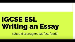 IGCSE ESL Essay (Should teenagers eat fast food?)