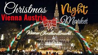 Christmas Market in Vienna 2024 | Night Walking Tour 4K | Christkindlmarkt Wien Austria