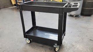 VEVOR Utility Service Cart, 2 Shelf 550LBS Heavy Duty Plastic Rolling Utility Cart with 360° Swivel