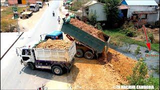 Incredible Techniques of Full Process Fill-up Land | Smart Driver Bulldozer Push Soil Into Water