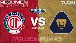 Resumen | Toluca vs Pumas | Torneo Guard1anes 2021 MX - J6 | TUDN