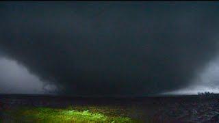 TORNADO AT NIGHT - Extremely Close to Kansas Wedge