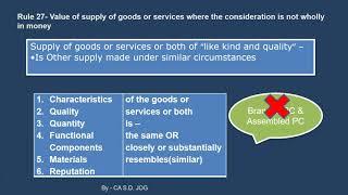 GST- Value of Supply - valuation rules