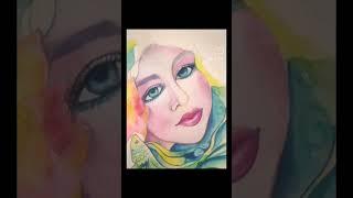 how to add eyelashes in water colour portrait #shortsfeed #shortvideo