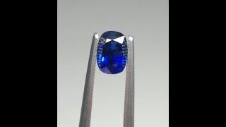 Vivid 1.24 carat Royal Blue Unheated Mogok Burmese Natural Sapphire Cushion