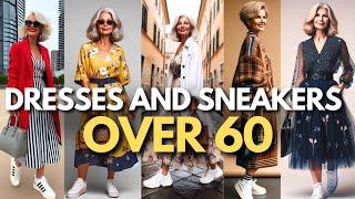  Wear dresses and sneakers in a stylish way | Elegant over 60 IA  #FashionOver60 #over60fashion