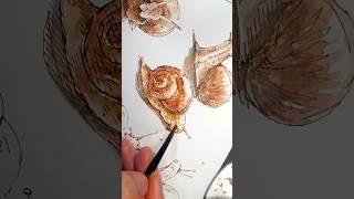 쉽게 달팽이 펜화 그림 그리기 #easydrawing #snails #pendrawing #watercolorpainting