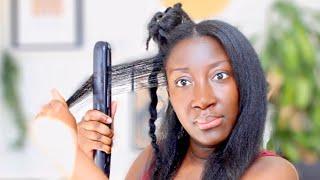 Flat Ironing My Thin Fine Natural Hair For The First Time || Grow thin fine natural hair || Adede