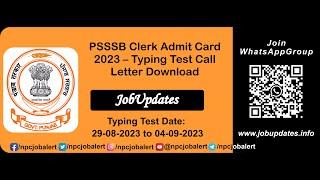 PSSSB Clerk Admit Card 2023 – Typing Test Call Letter Download