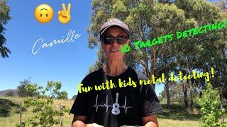 Metal detecting with kids! FUN. Finding 10 targets with the EQUINOX800. Surprise BIG SILVER 