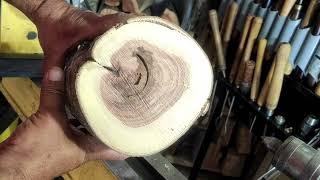 wood turning a carob wood vase