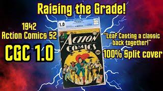 1942 Action Comics 52 100% Split detached cover! Raising the grade! Leaf casting a Classic Comic!